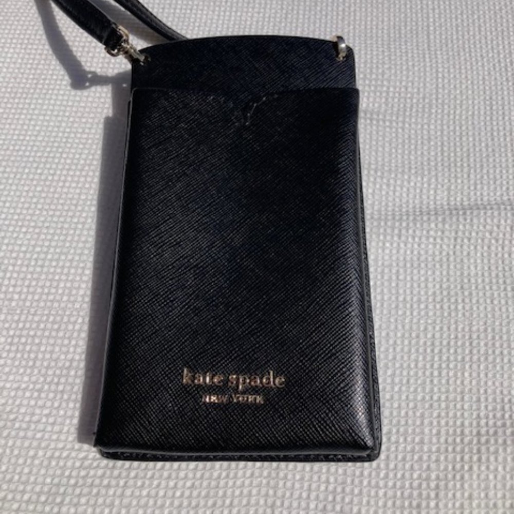 Kate Spade NWOT Spencer Slim Phone Cross-Body in Black Leather